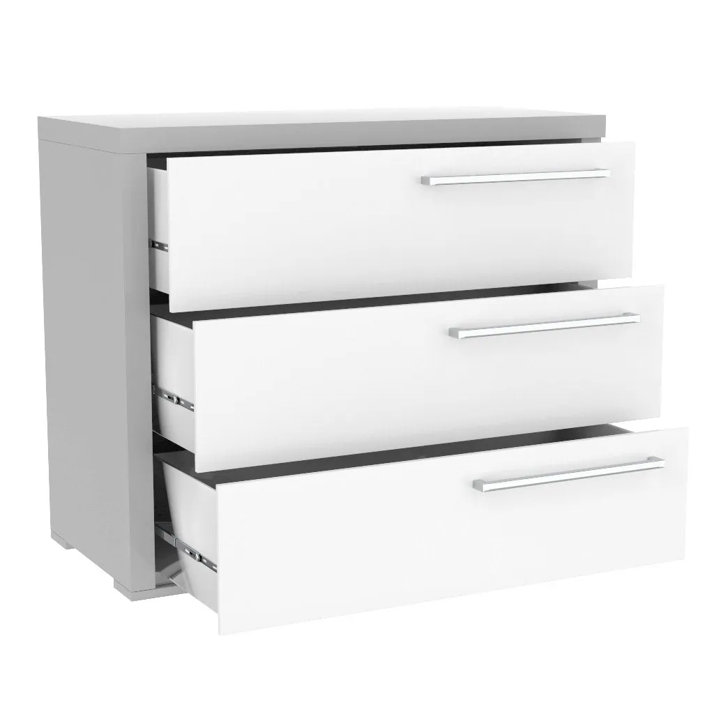 Alpine 3-drawer desk, Light Grey and White