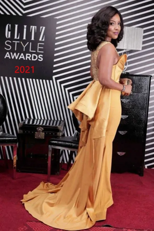 Anneprom Elegant Yellow Beaded Mermaid Evening Dresses, African Attire Dresses APP0390