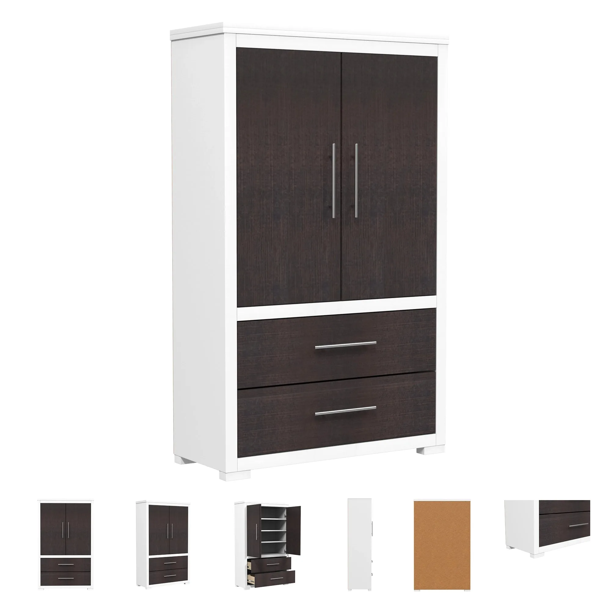 Barton armoire storage organizer,wood barn & white