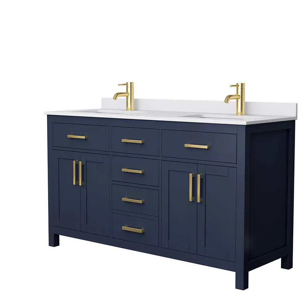 Beckett 60 Inch Double Bathroom Vanity in Dark Blue