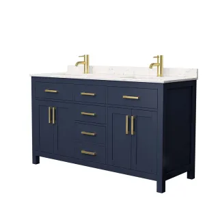 Beckett 60 Inch Double Bathroom Vanity in Dark Blue
