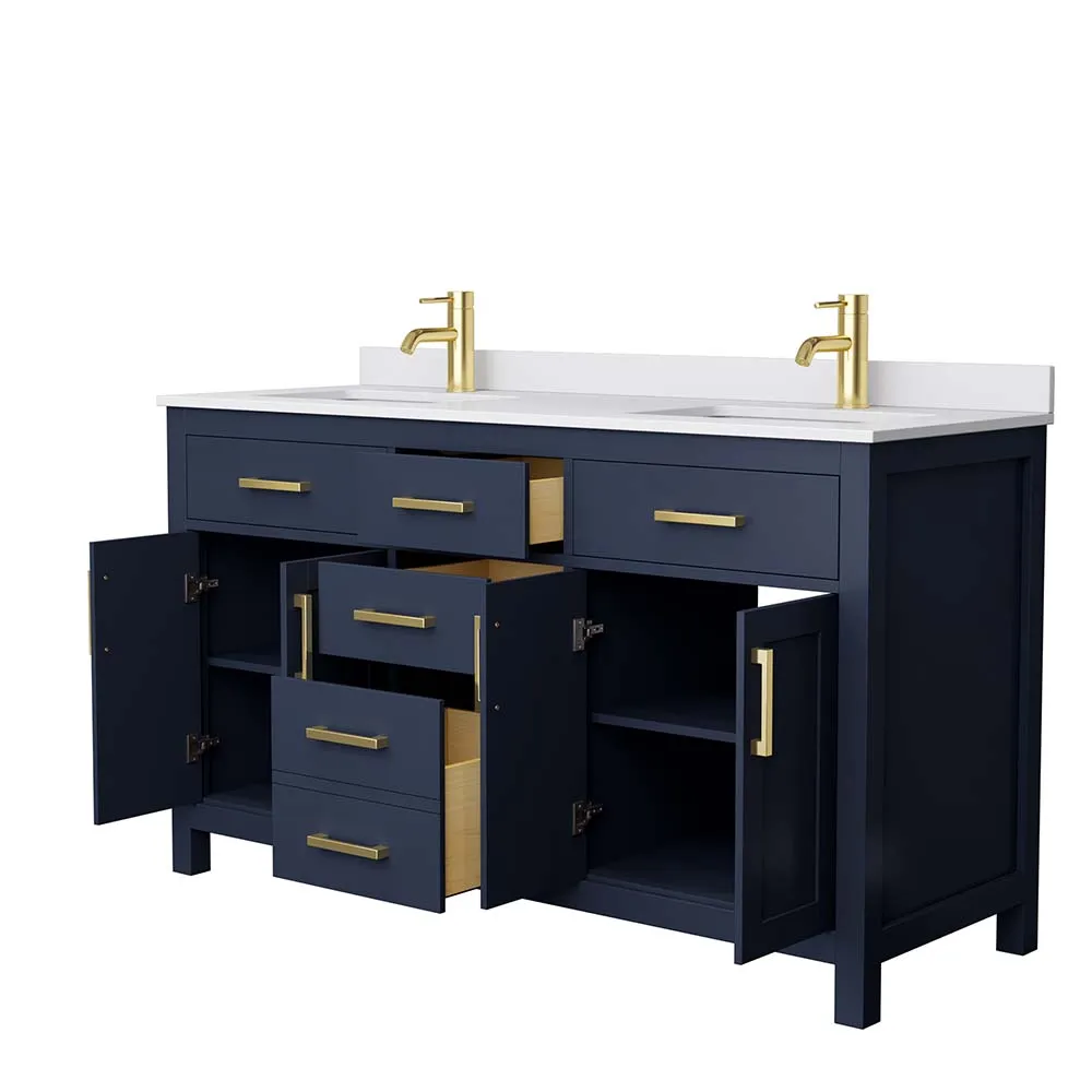 Beckett 60 Inch Double Bathroom Vanity in Dark Blue