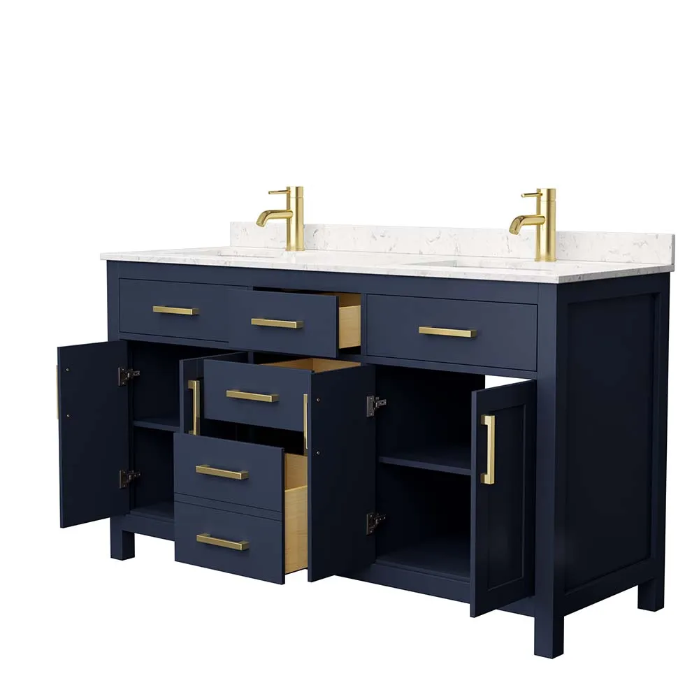 Beckett 60 Inch Double Bathroom Vanity in Dark Blue