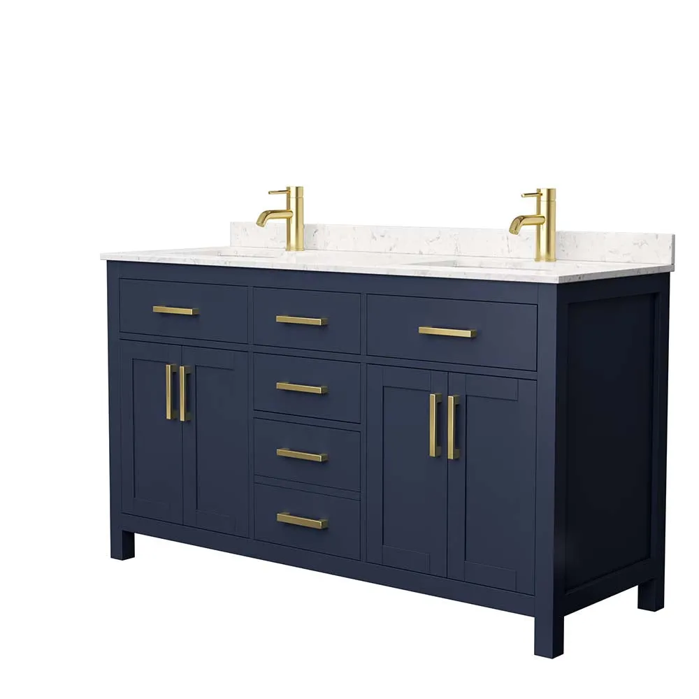 Beckett 60 Inch Double Bathroom Vanity in Dark Blue