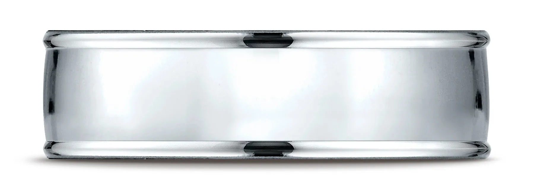 Benchmark 10k White Gold 7mm Comfort-Fit high polish finish round edge Design band, (Sizes 4-15)