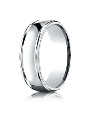 Benchmark 10k White Gold 7mm Comfort-Fit high polish finish round edge Design band, (Sizes 4-15)