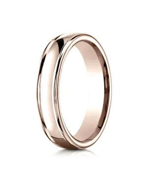 Benchmark 14K Rose Gold 4mm Comfort-Fit Satin-Finished High Polish Finish Round Edge Design Wedding Band