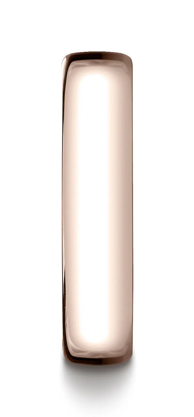Benchmark 14K Rose Gold 5.5mm European Comfort-Fit Wedding Band Ring (Sizes 4 - 14 )