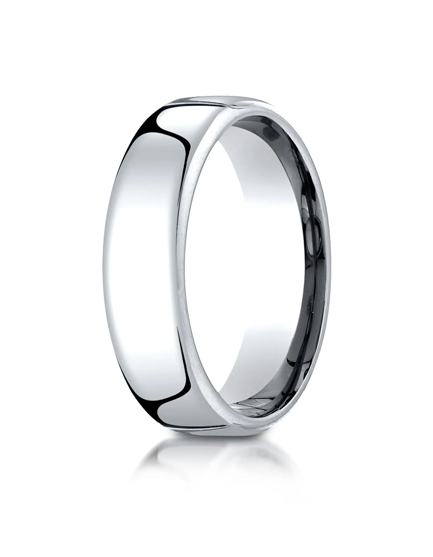 Benchmark 14K White Gold 6.5mm European Comfort-Fit Wedding Band Ring (Sizes 4 - 14 )