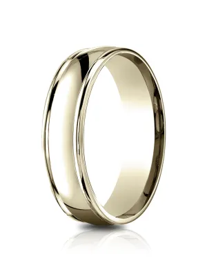 Benchmark 14k Yellow Gold 6.5mm Comfort-Fit high polish finish round edge Design band, (Size 4-14)