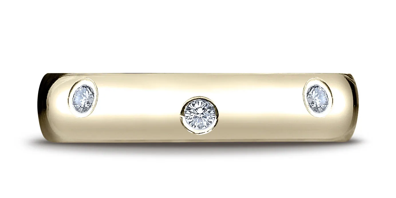 Benchmark 14K Yellow Gold 6mm Comfort-Fit Burnish Set 8-Stone Diamond Eternity Wedding Band (0.32 ct.)