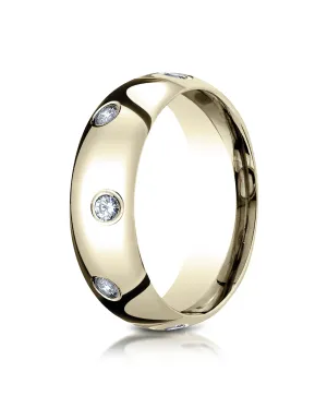 Benchmark 14K Yellow Gold 6mm Comfort-Fit Burnish Set 8-Stone Diamond Eternity Wedding Band (0.32 ct.)