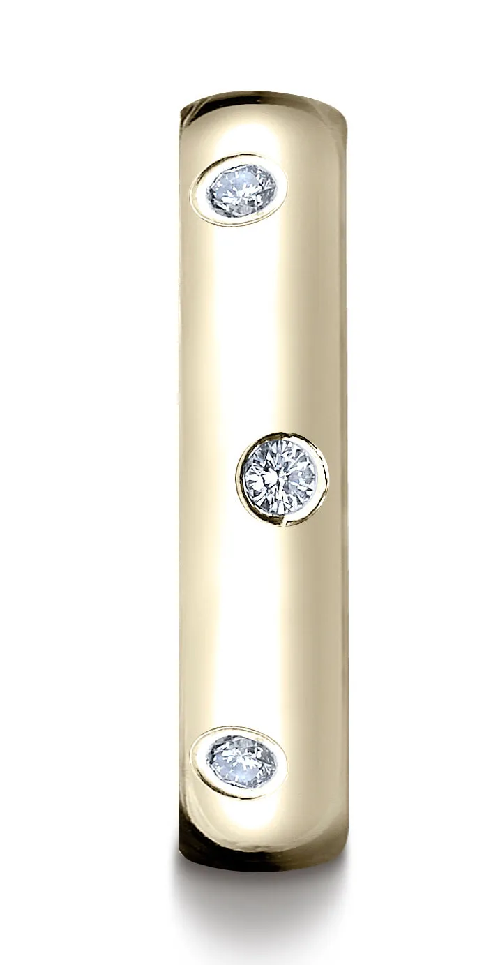 Benchmark 14K Yellow Gold 6mm Comfort-Fit Burnish Set 8-Stone Diamond Eternity Wedding Band (0.32 ct.)