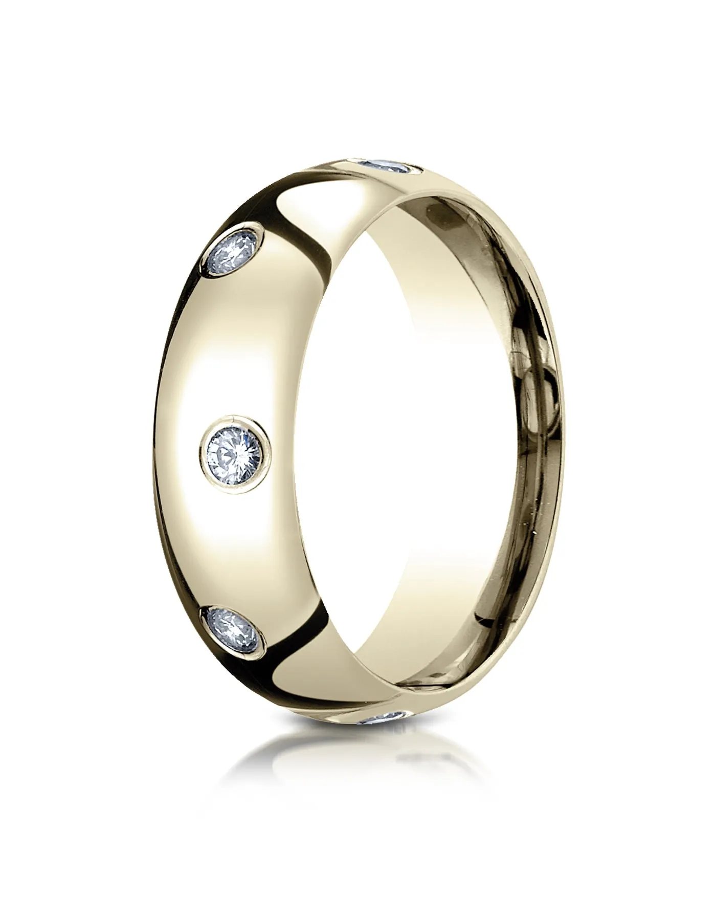 Benchmark 14K Yellow Gold 6mm Comfort-Fit Burnish Set 8-Stone Diamond Eternity Wedding Band (0.32 ct.)