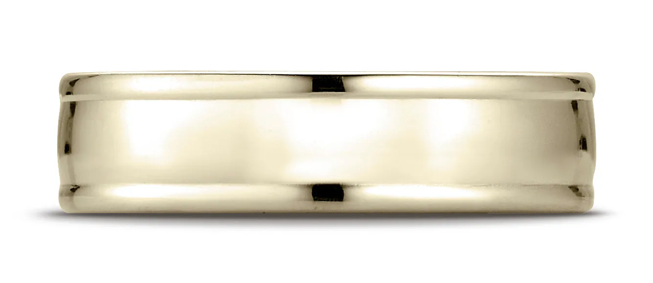 Benchmark 14K Yellow Gold 6mm Comfort-Fit High Polish Finish Round Edge Design Wedding Band Ring