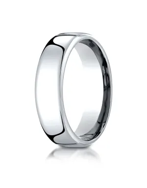 Benchmark 18K White Gold 6.5mm European Comfort-Fit Wedding Band Ring (Sizes 4 - 14 )