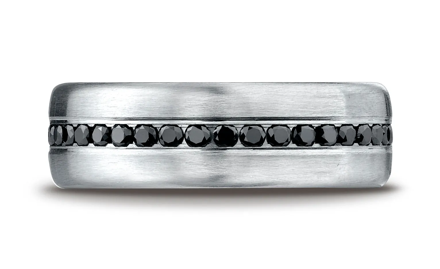 Benchmark 18K White Gold 7.5mm Comfort-Fit Channel Set 36-Stone Black Diamond Eternity Ring (0.72 ct.)