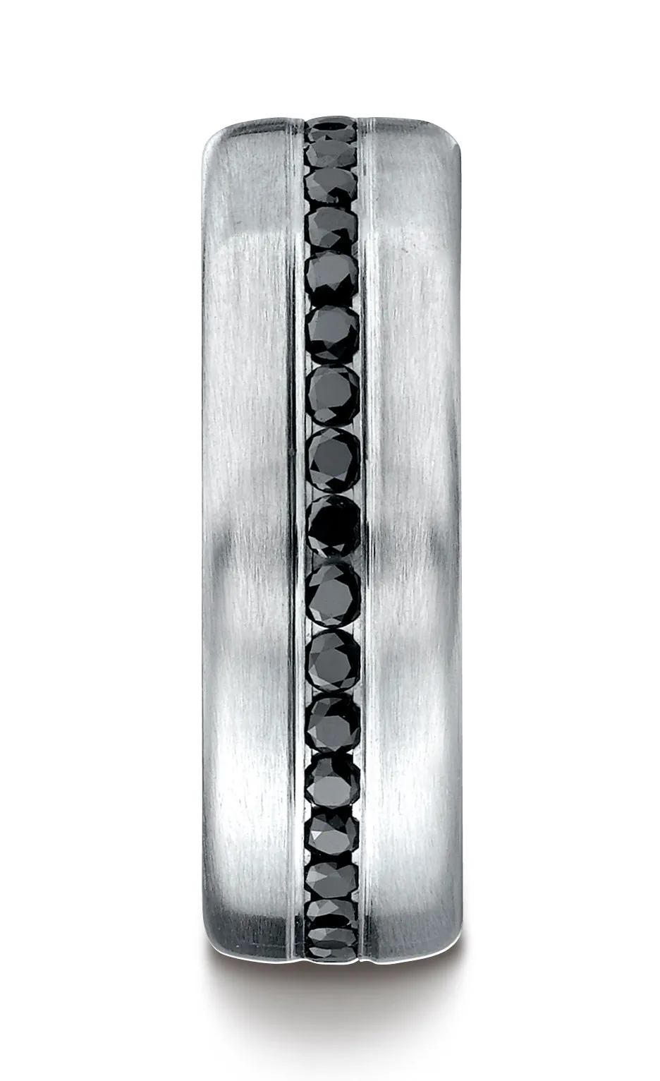 Benchmark 18K White Gold 7.5mm Comfort-Fit Channel Set 36-Stone Black Diamond Eternity Ring (0.72 ct.)