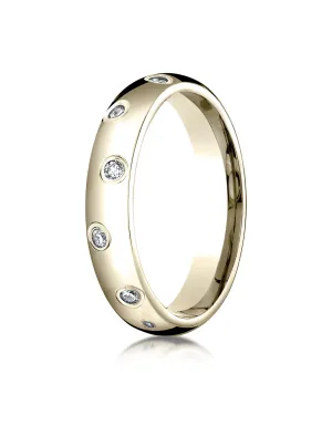 Benchmark 18K Yellow Gold 4mm Comfort-Fit Burnish Set 12-Stone Diamond Eternity Wedding Band (0.24 ct.)