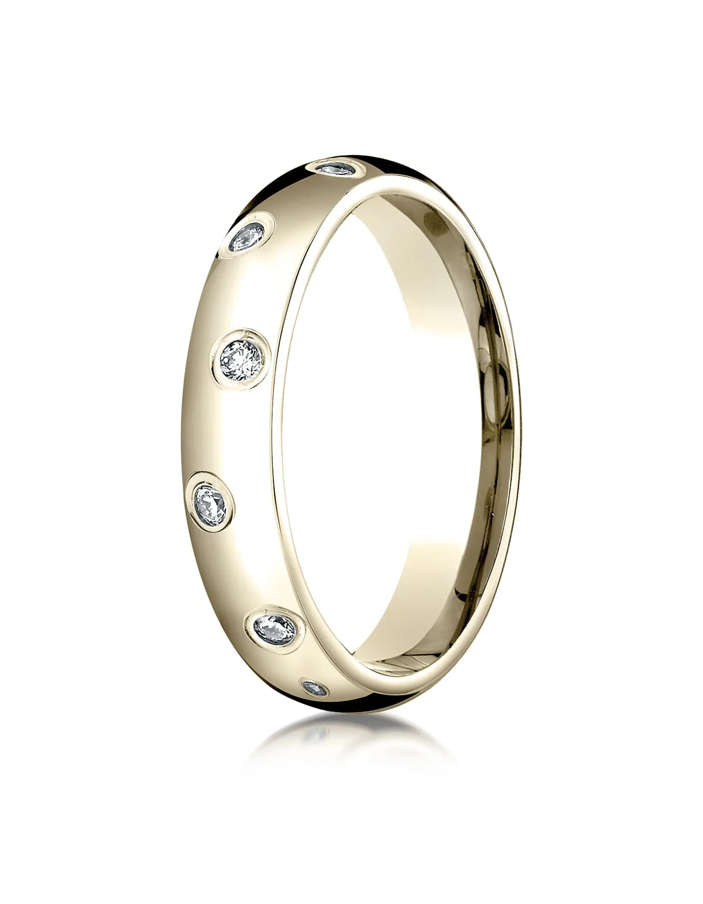 Benchmark 18K Yellow Gold 4mm Comfort-Fit Burnish Set 12-Stone Diamond Eternity Wedding Band (0.24 ct.)