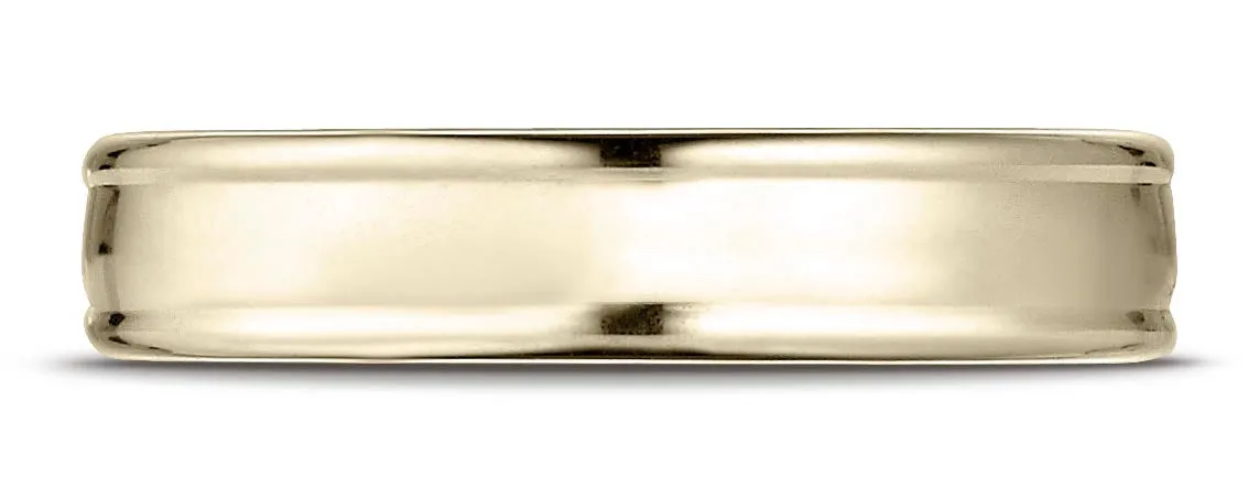 Benchmark 18K Yellow Gold 4mm Comfort-Fit Satin-Finished High Polish Finish Round Edge Design Band Ring