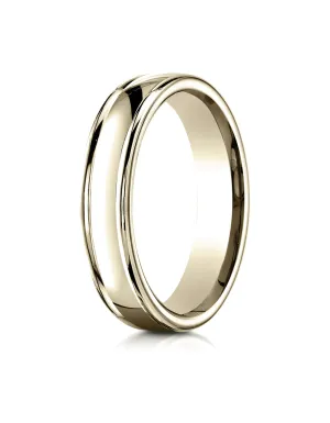 Benchmark 18K Yellow Gold 4mm Comfort-Fit Satin-Finished High Polish Finish Round Edge Design Band Ring