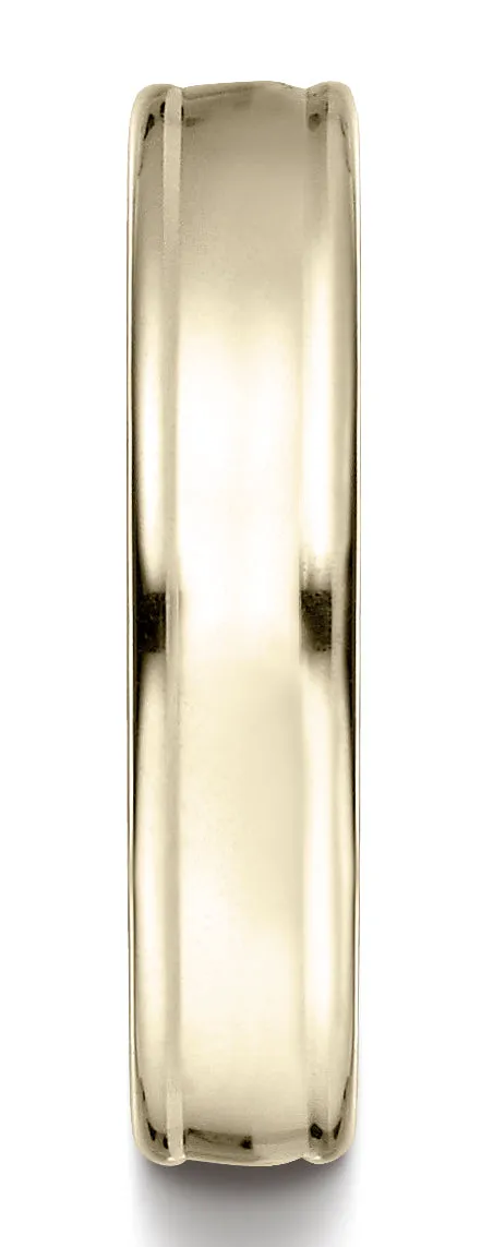 Benchmark 18K Yellow Gold 4mm Comfort-Fit Satin-Finished High Polish Finish Round Edge Design Band Ring
