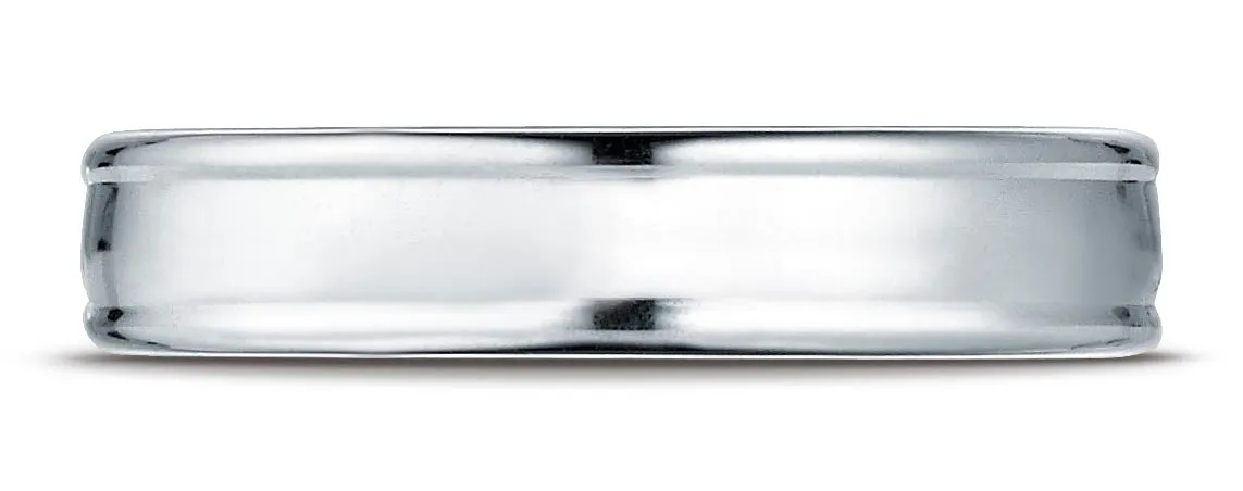 Benchmark Palladium 4mm Comfort-Fit Satin-Finished High Polish Finish Round Edge Design Wedding Ring