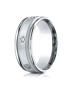 Benchmark Palladium 8mm Comfort-Fit Burnish Set 6-Stone Diamond Eternity Ring with Milgrain (0.48 ct.)