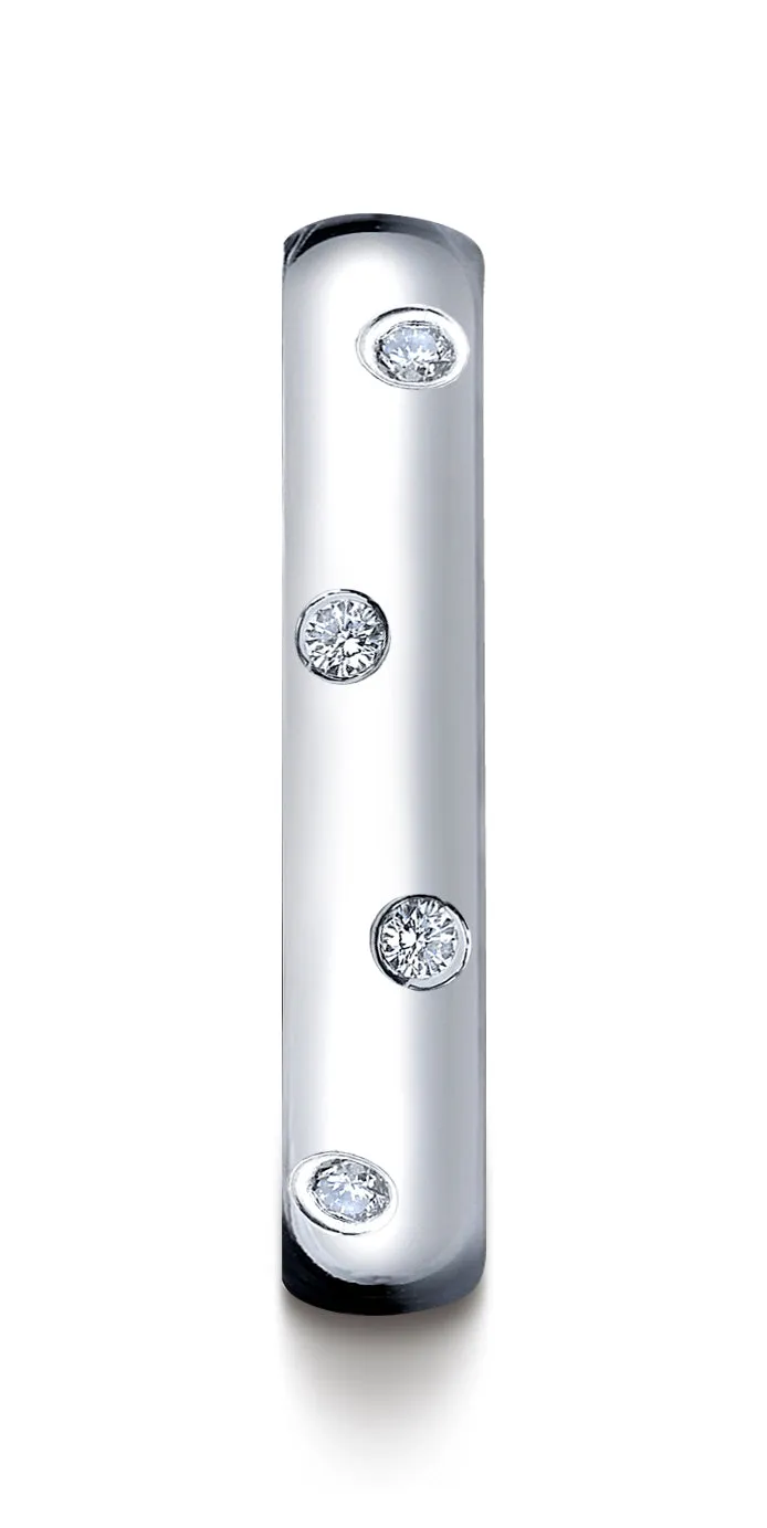 Benchmark Platinum 4mm Comfort-Fit Burnish Set 12-Stone Diamond Eternity Wedding Band Ring (0.24 ct.)