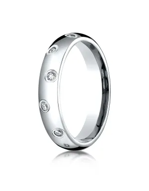 Benchmark Platinum 4mm Comfort-Fit Burnish Set 12-Stone Diamond Eternity Wedding Band Ring (0.24 ct.)