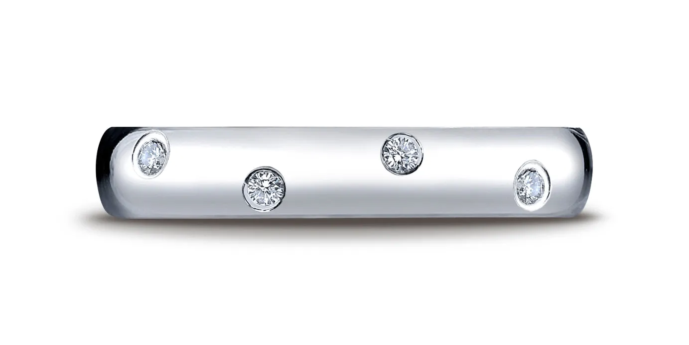 Benchmark Platinum 4mm Comfort-Fit Burnish Set 12-Stone Diamond Eternity Wedding Band Ring (0.24 ct.)
