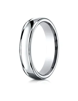 Benchmark Platinum 4mm Comfort-Fit Satin-Finished High Polish Finish Round Edge Design Wedding Band Ring