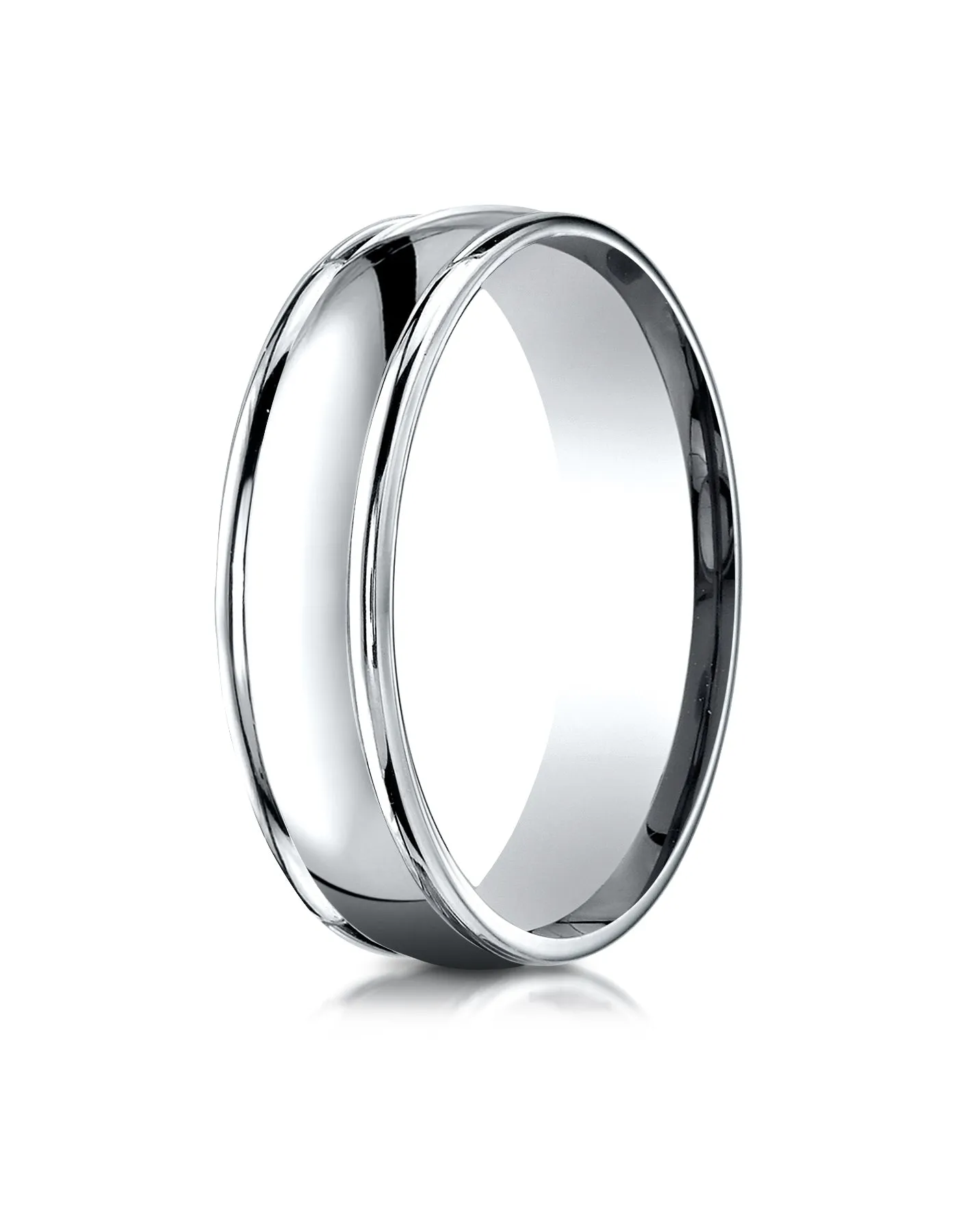Benchmark Platinum 6mm Comfort-Fit High Polish Finish Round Edge Design Wedding Band Ring
