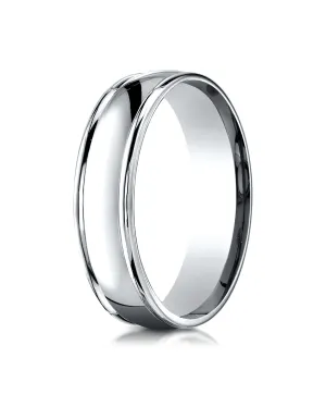 Benchmark Platinum 6mm Comfort-Fit High Polish Finish Round Edge Design Wedding Band Ring