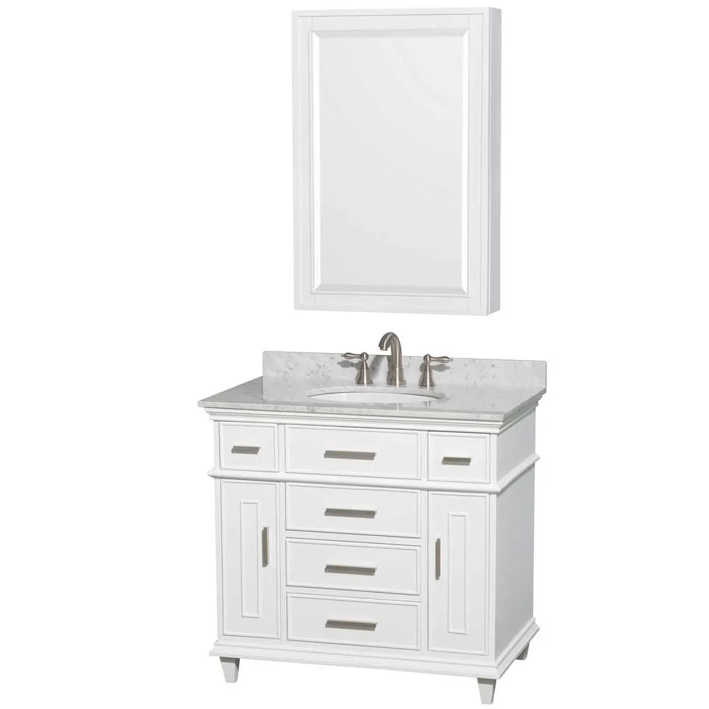 Berkeley 36 Inch Single Bathroom Vanity in White
