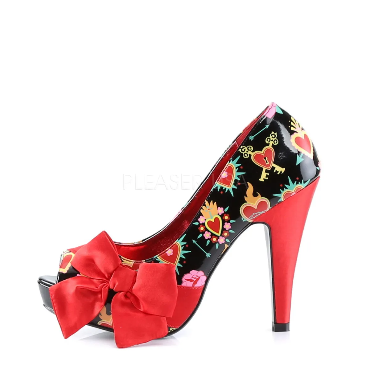 BETTIE-13  Black Patent-Red Satin (Sacred Hearts)