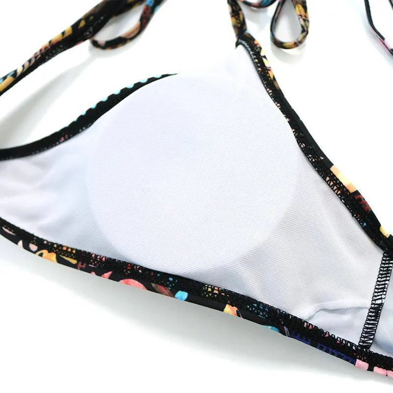Bohemian Bandage Aztec Print Strappy Bikini Set