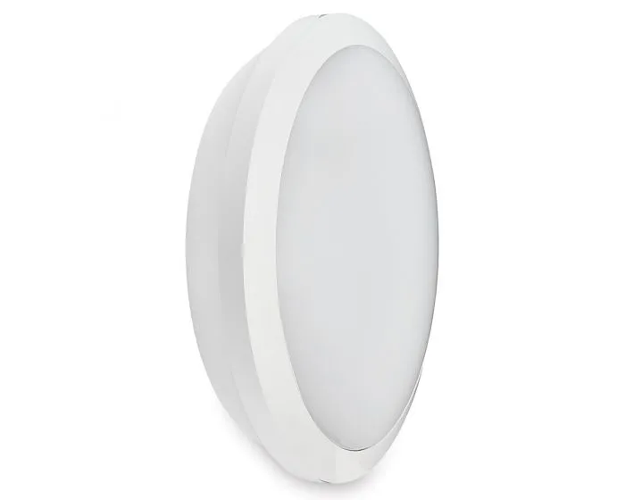 Collingwood WL9527MCS 15-25W IP65 1750-3000lm CCT Round LED Bulkhead with Microwave Sensor - White