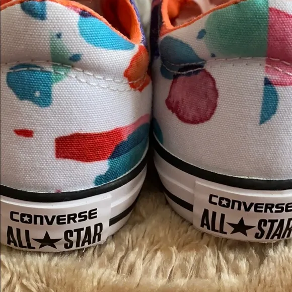 ~Converse~ NWOT Rainbow Blotches White Sneakers