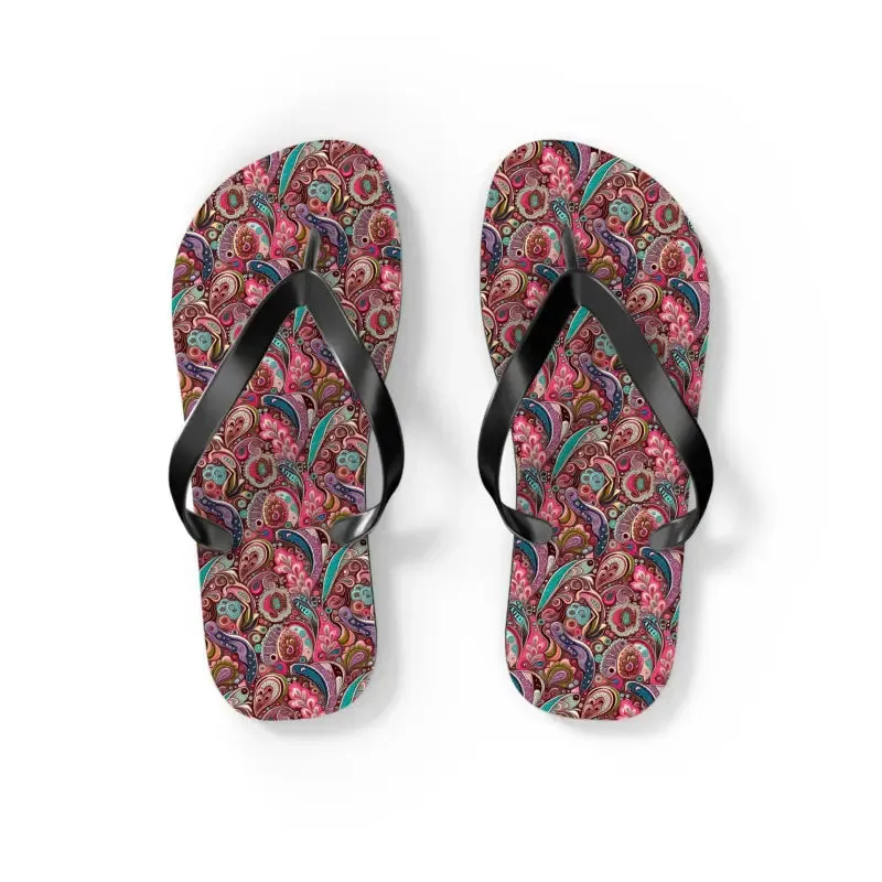 Cool Unisex Pink Paisley Flip Flops for Summer Vibes