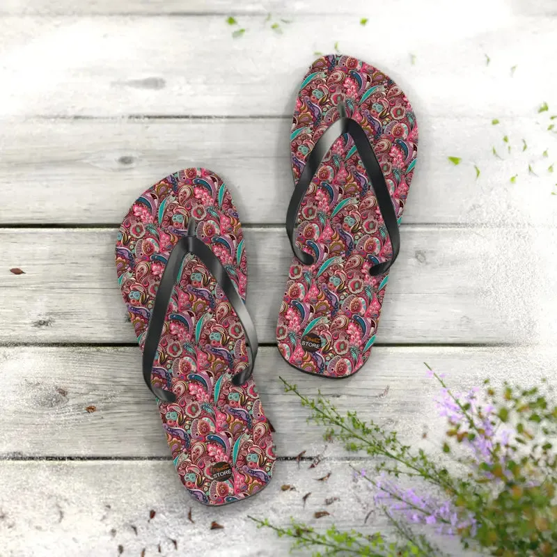 Cool Unisex Pink Paisley Flip Flops for Summer Vibes
