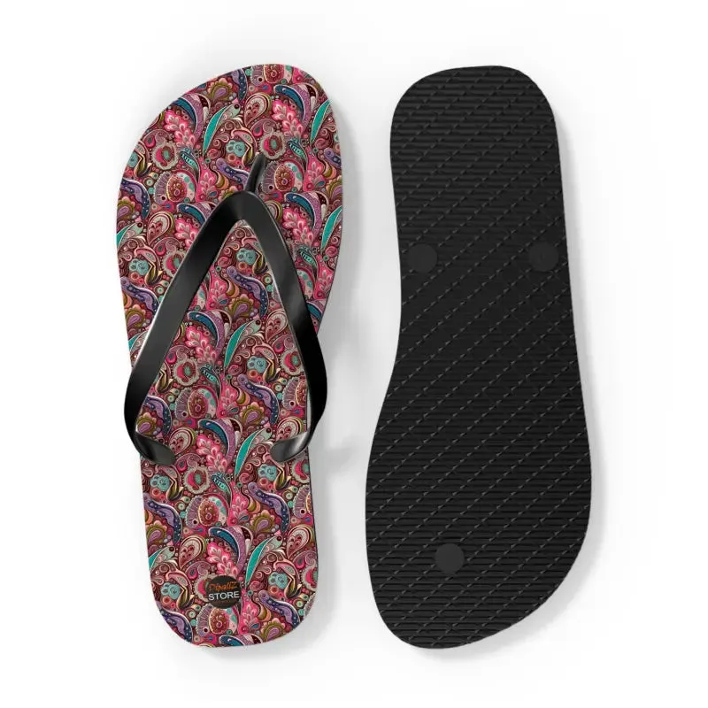 Cool Unisex Pink Paisley Flip Flops for Summer Vibes