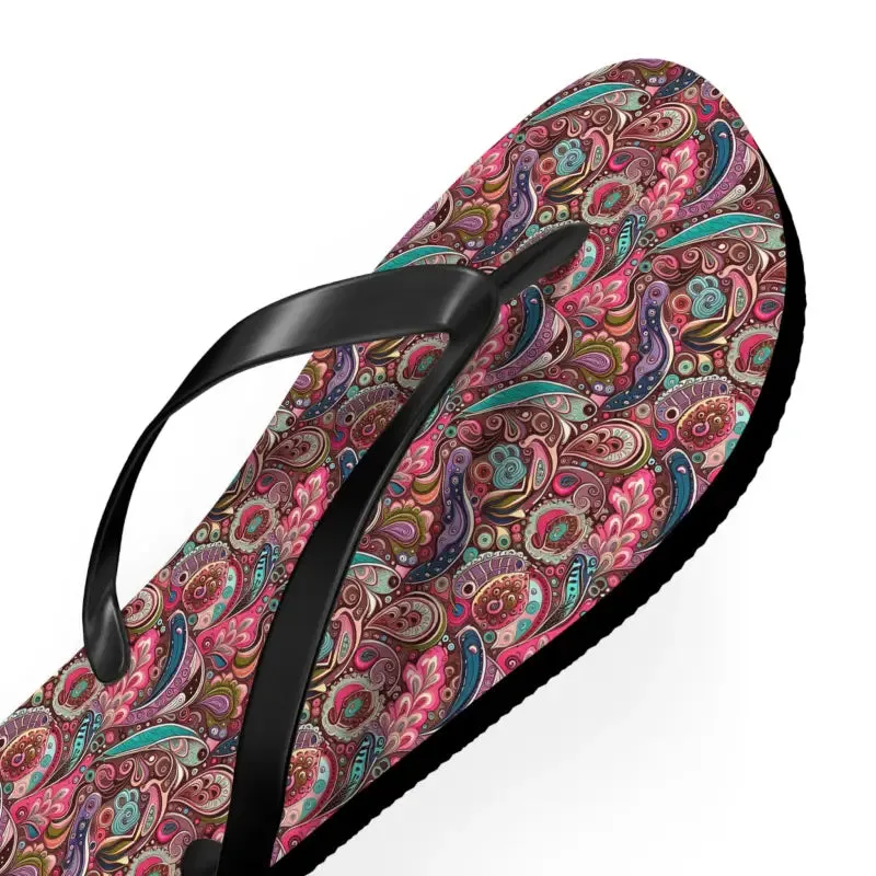 Cool Unisex Pink Paisley Flip Flops for Summer Vibes