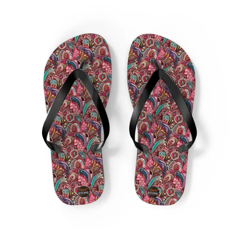 Cool Unisex Pink Paisley Flip Flops for Summer Vibes