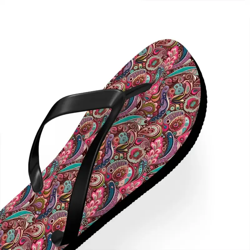 Cool Unisex Pink Paisley Flip Flops for Summer Vibes