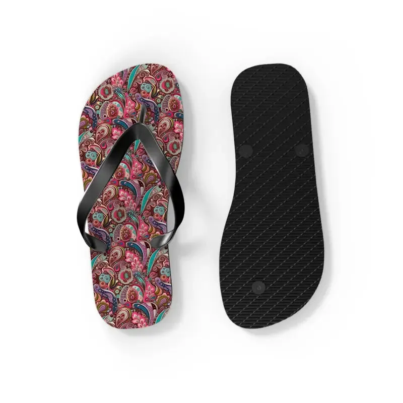 Cool Unisex Pink Paisley Flip Flops for Summer Vibes