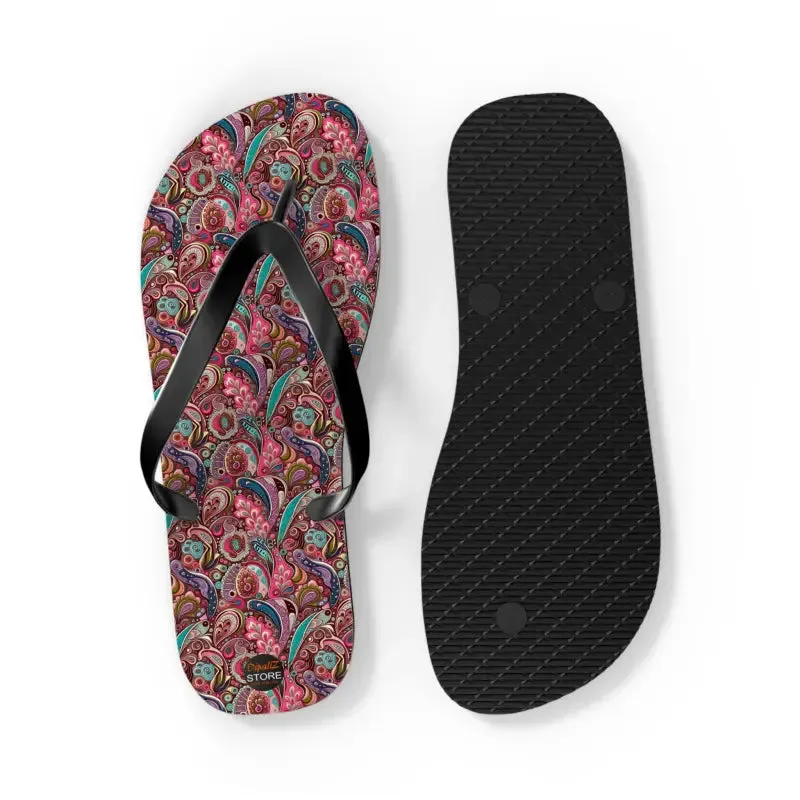 Cool Unisex Pink Paisley Flip Flops for Summer Vibes