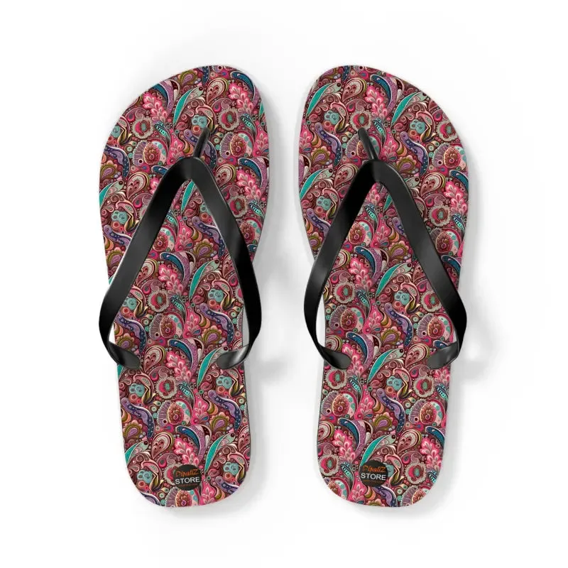 Cool Unisex Pink Paisley Flip Flops for Summer Vibes