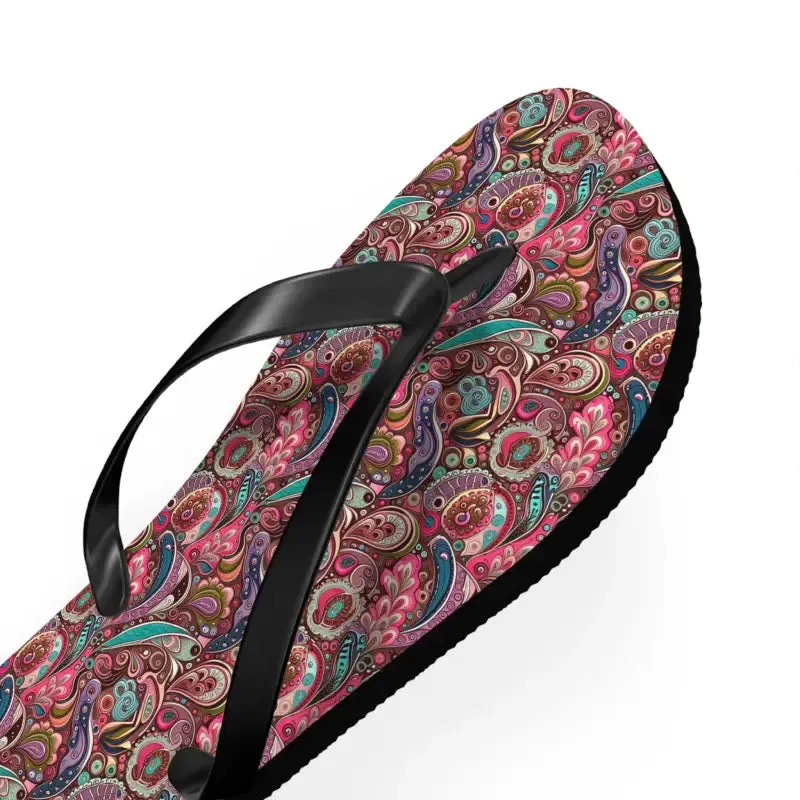 Cool Unisex Pink Paisley Flip Flops for Summer Vibes